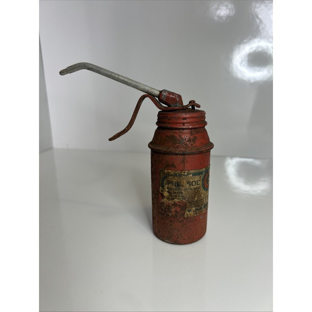 Vintage Pressol Oil Can Patina Rust Shop Display
